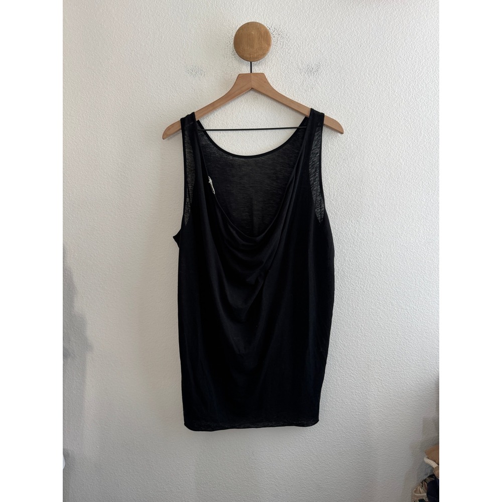 Helmut Lang Black Draped Pima Cotton Blend Tank Top Large - Picture 4 of 7